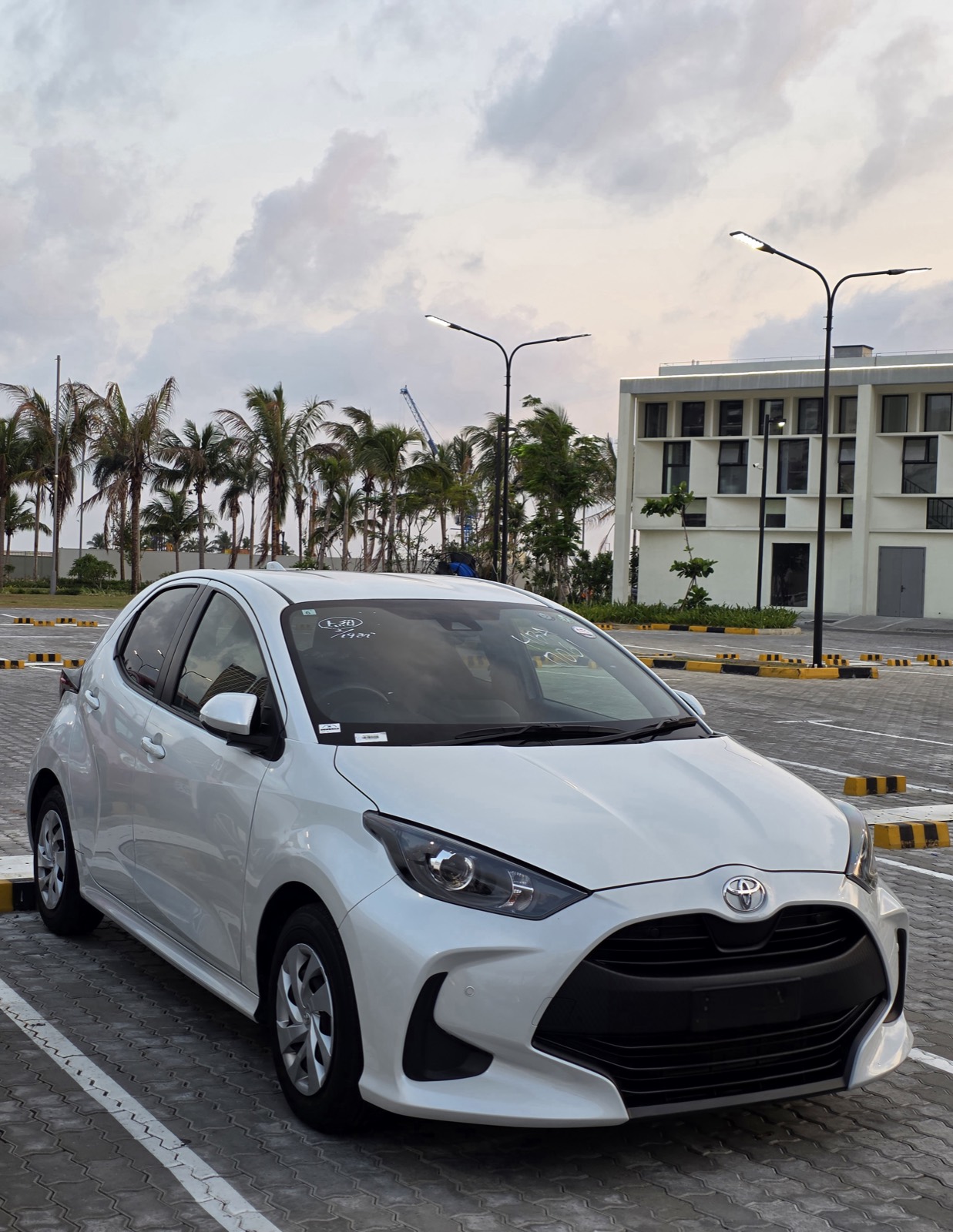 A freshly imported Toyota Yaris at the port